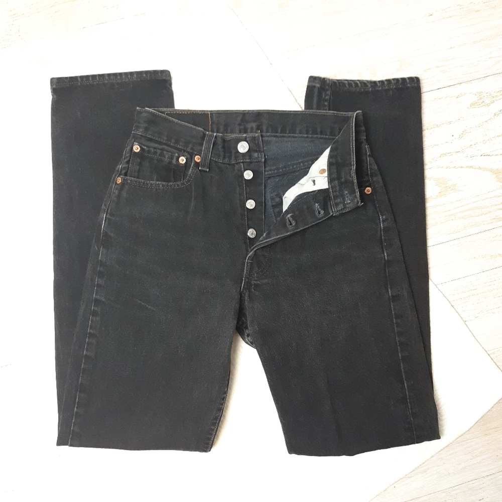 Vtg. Levi's 501 Button Fly Black Straight Leg